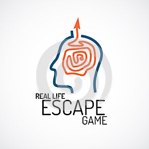 Real life escape quest game logo template photo