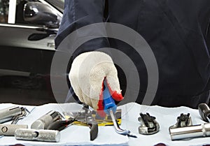 Real Mechanic Working in Auto Repair Shop