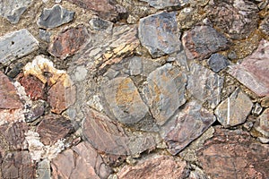 Real medieval stone wall surface can use as background pattern or texture at old town
