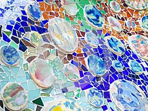 Real modernismo style broken tiles colorful mosaic photo
