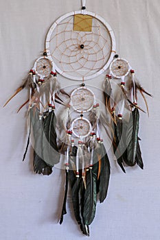 Real native dream catcher on pure white background