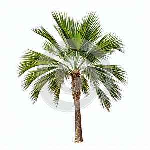 Real Palm Tree On White Background Stock Photo