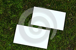 Real photo of business blank card mockup template. Design presentation layouts for corporate identity, advertising