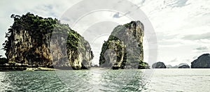 Real photo of famous James Bond island near Phuket in Thailand. Travel famous place in Phang Nga bay