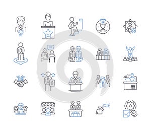 Real property tech line icons collection. PropTech, Automation, Blockchain, Augmented Reality, Machine Learning, Data
