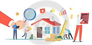 Real Property Value, Assessment Concept . Appraisers Characters doing House Inspection. Real Estate Valuation