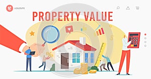 Real Property Value, Assessment Landing Page Template. Appraisers Characters House Inspection. Real Estate Valuation