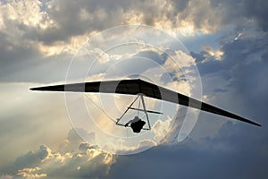 Real racing sport hang glider silhouette