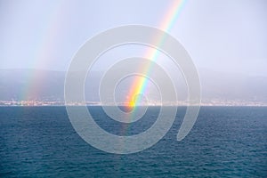 Real rainbow over the sea