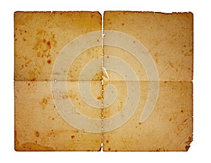 Real sheet of an vintage paper that is more than a hundred years old isolated on white