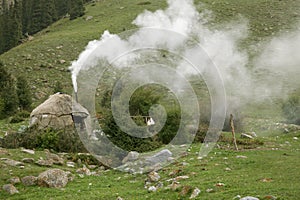 Real shepherd yurt in kyrgyzstan Tien Shan