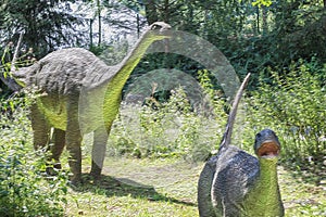 Real size dinosaur with offspring in jurassic park