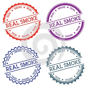 Real smoke badge isolated on white background.