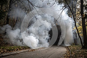 Real smoke exploding outwards with empty center