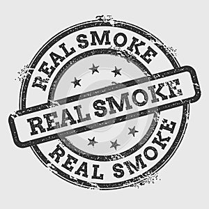 Real smoke rubber stamp isolated on white.