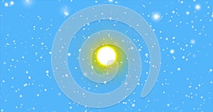 Real Snow, falling snow and sun isolated on blue background in 4K to be used for composing, motion graphics, Large and