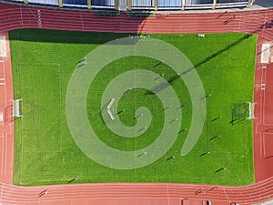 Real soccer field - Top down aerial view