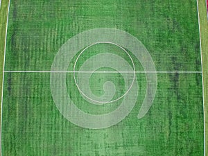 Real soccer field - Top down aerial view