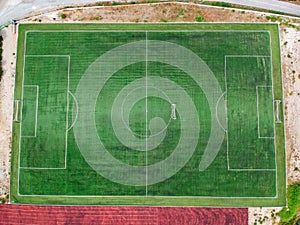 Real soccer field - Top down aerial view