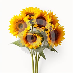 Real Sunflower Bunch On Green Background - Irving Penn Style