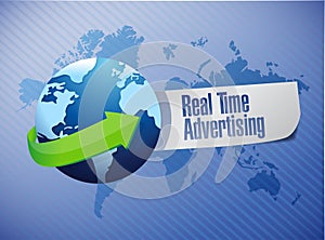 Real time advertising globe sign illustration