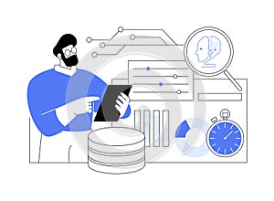 Real-Time Data Analysis with AI abstract concept vector illustration.