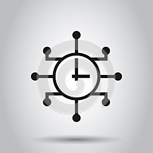 Real time icon in flat style. Clock vector illustration on isolated background. Watch business concept