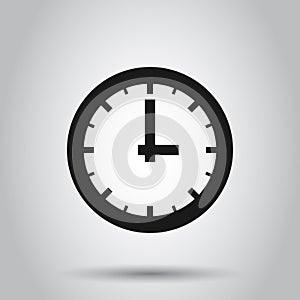 Real time icon in flat style. Clock vector illustration on isolated background. Watch business concept