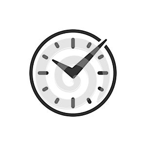 Real time icon in flat style. Clock vector illustration on white isolated background. Watch business concept