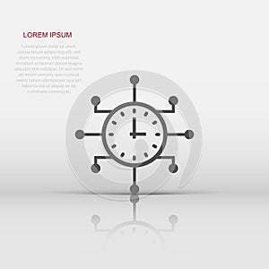 Real time icon in flat style. Clock vector illustration on white isolated background. Watch business concept