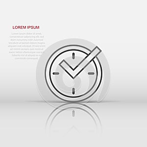 Real time icon in flat style. Clock vector illustration on white isolated background. Watch business concept