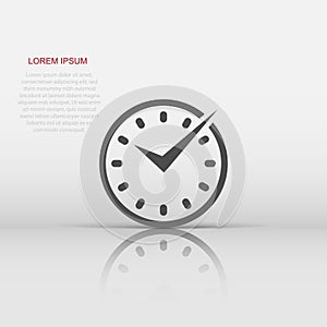 Real time icon in flat style. Clock vector illustration on white isolated background. Watch business concept
