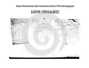 Real vectorized black traced ink textures from 70's newspaper