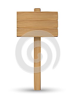 Real wood board sign on a white background