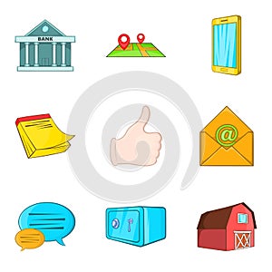 Realestate icons set, cartoon style