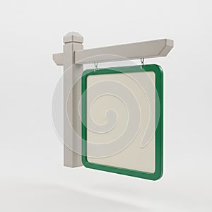 RealEstateSign Isolated Blank GreenBorder 3DRender