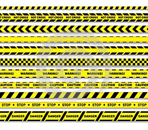 Realictic caution tapes. Danger lines.