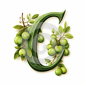 Realism Letter J Clipart With Olive - Green Apple Design photo