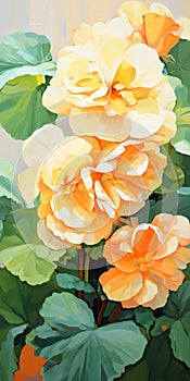 Realist Porcelain Painting Of Orange Flowers With Soft Shading