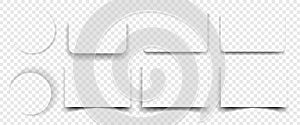 RealistiÃÂ vector shadows set isolated on transparent background. Rectangle, square, circle shapes of shadows