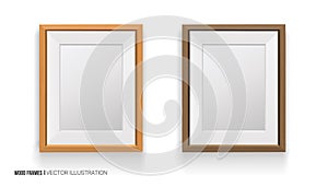 Realisti Wood Frame Isolated on White Background.Different colors. 3D. for Presentations,photo and art. Vector.