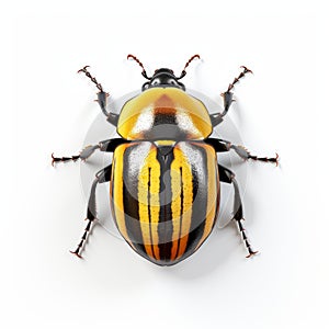 Realistic 3d Beetle On White Background - Vray Tracing Style