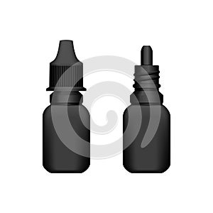 Realistic 3d black eyedropper bottle for packaging design