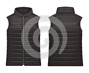 Realistic or 3d black vest jacket with zap