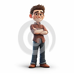 Realistic 3d Boy Character: Pixar Style, Isolated On White