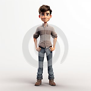 Realistic 3d Cartoon Boy Standing With Crossed Shoulders