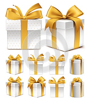 Realistic 3D Collection of Colorful Gold Pattern Gift Box