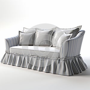 Realistic 3d Couch Model With Frilled Skirt And Nautical Detail