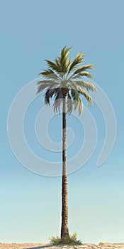 Realistic 3d Desert Palm Model With Minimalistic Composition