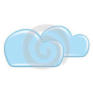 Realistic 3d design of weather forecast elements, icon symbol, meteorology. Decorative cute 3d blue cloud. Cartoon abstract vector